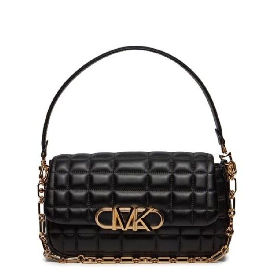 Michael Kors Michael Parker Medium Leather Convertible Pouchette Shoulder Bag In Black