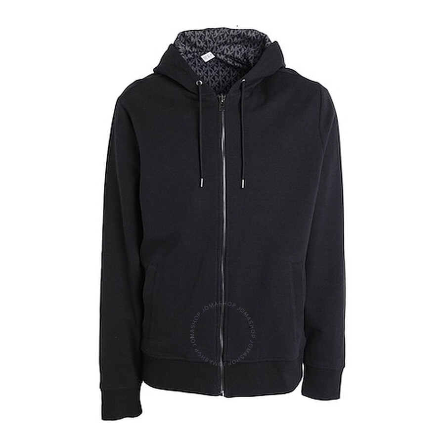 Michael Kors Reversible Monogram- Print Zip-up Hoodie In Black