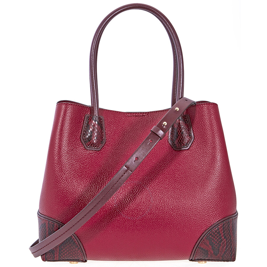 Michael Kors Mercer Gallery Pebbled Leather Shoulder Bag Maroon