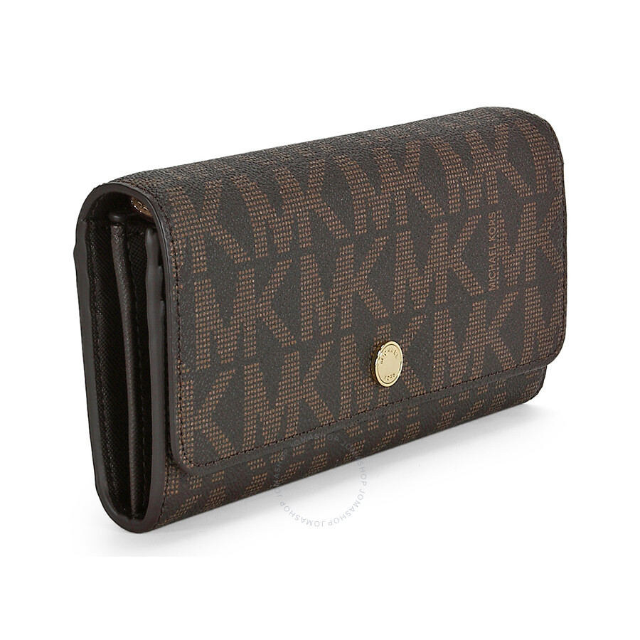 Michael Kors MK Signature Brown Wallet on a Chain - Michael Kors ...