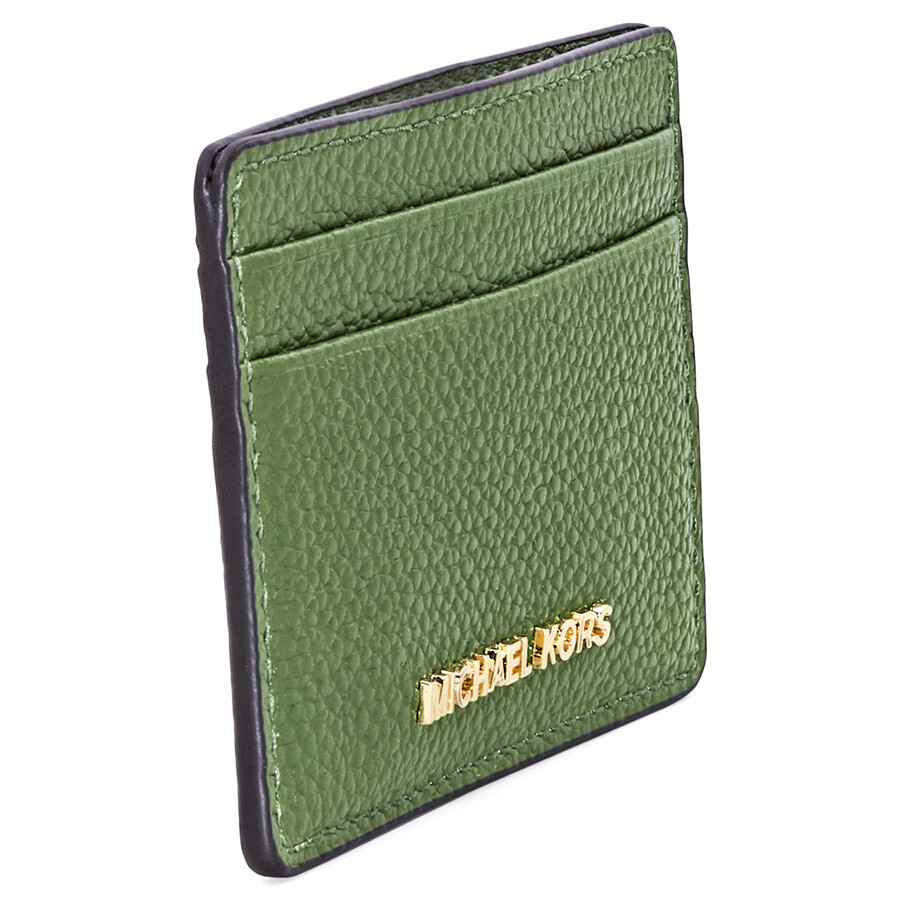 Michael Kors Money Pieces Leather Card Holder True Green Michael