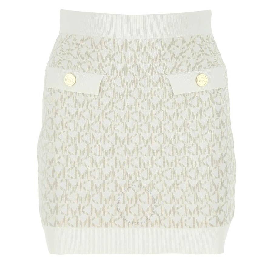 Michael Kors Monogram Jacquard Knitted Skirt In Beige