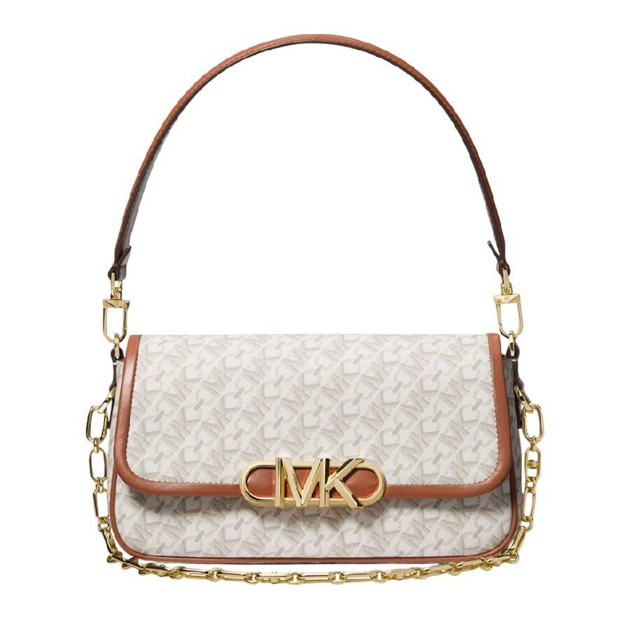 Michael Kors Monogram Shoulder Bag In Beige