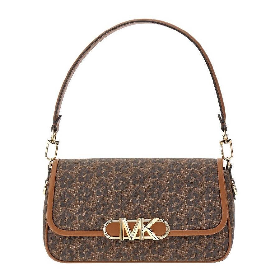 Michael Kors Monogram Shoulder Bag In Brown