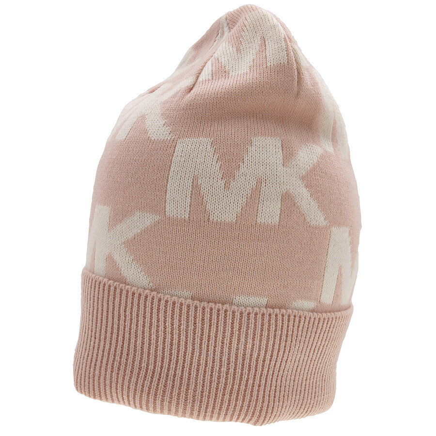 Michael Kors Oversized Chess Cuff Logo Jacquard Beanie