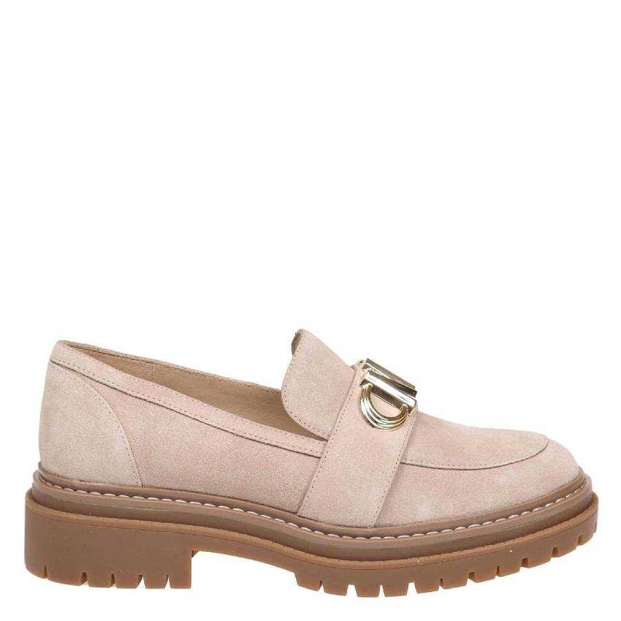 Michael Kors Parker Logo-plaque Suede Loafers In Beige