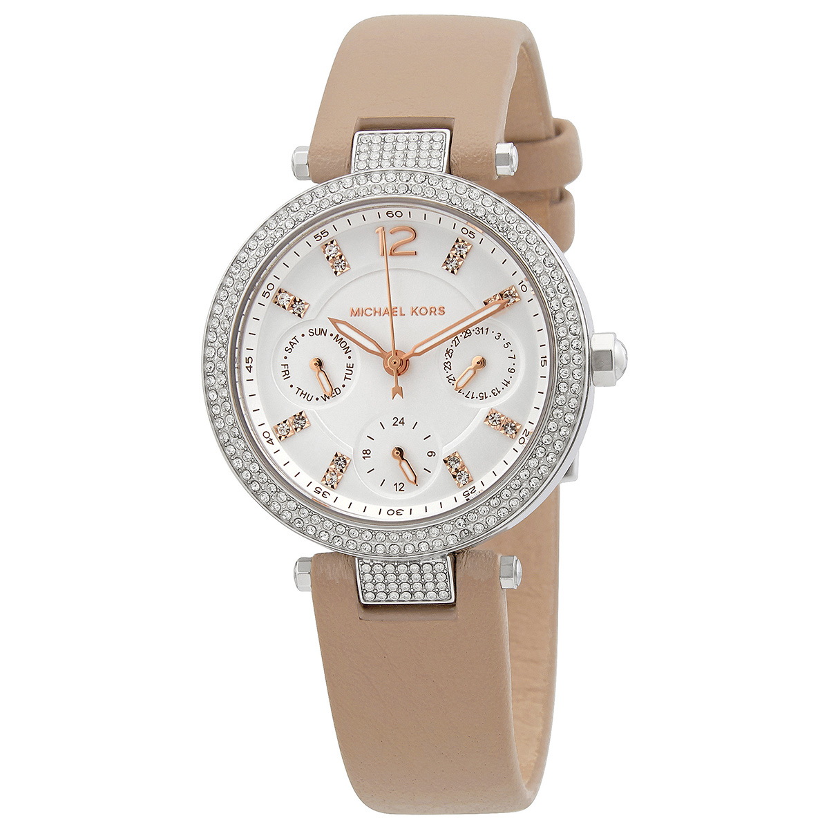 Michael Kors Parker Quartz Multi-Function Crystal White Dial 