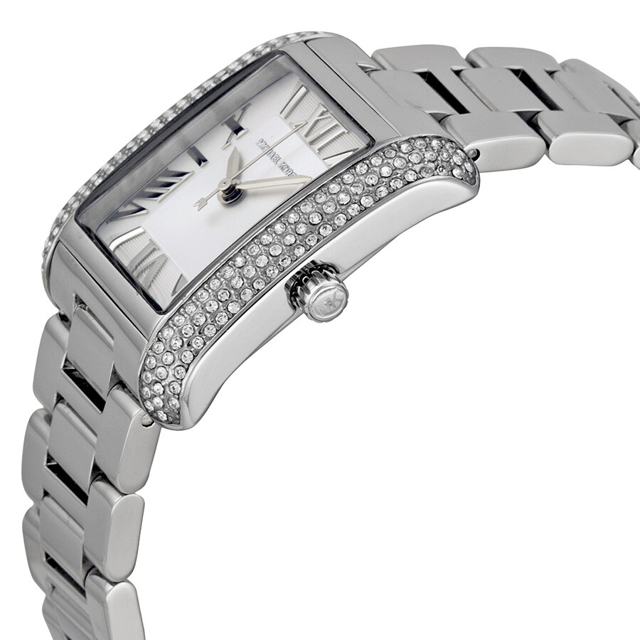 Michael Kors Petite Emery Silver Dial Stainless Steel Ladies Watch ...