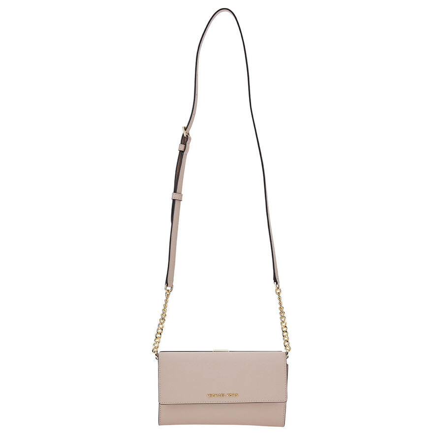 Michael Kors Pink Shoulder Bag With Logo Detail In Leather In Neutral