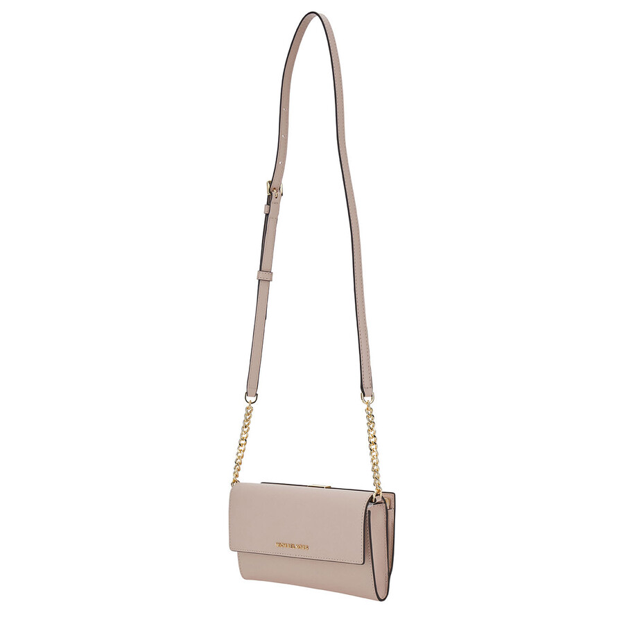 Michael Kors Pink Shoulder Bag With Logo Detail In Leather In Neutral