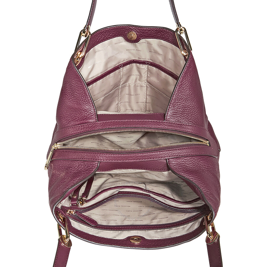 Michael Kors Raven Large Leather Shoulder Bag Oxblood Raven