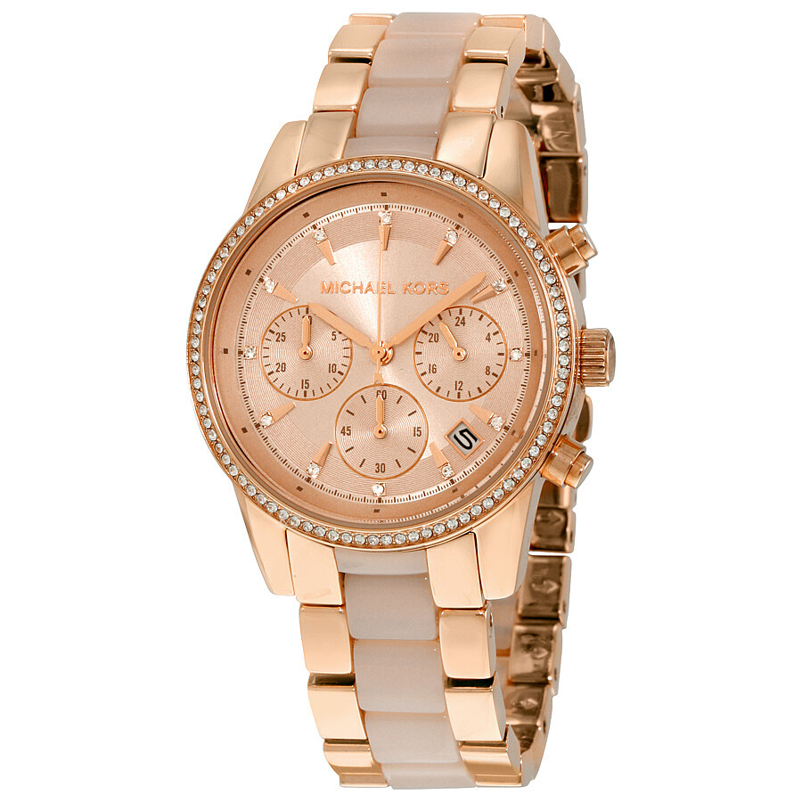 michael kors rose gold and pink watch