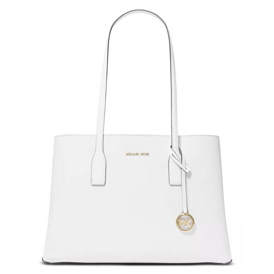 Michael Kors Ruthie Medium Pebbled Leather Tote Bag In White