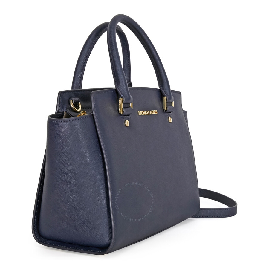Michael Kors Selma Saffiano Leather Medium Satchel Admiral