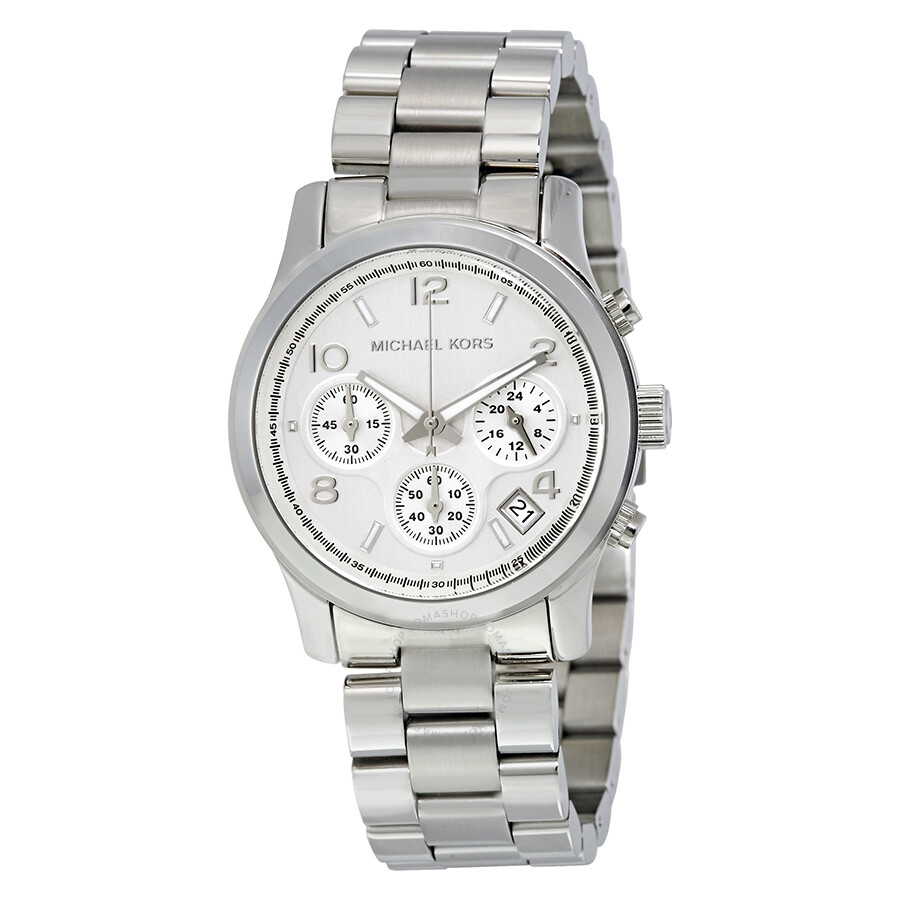 Michael Kors Silver Midsized Chronograph Ladies Watch MK5076 ...