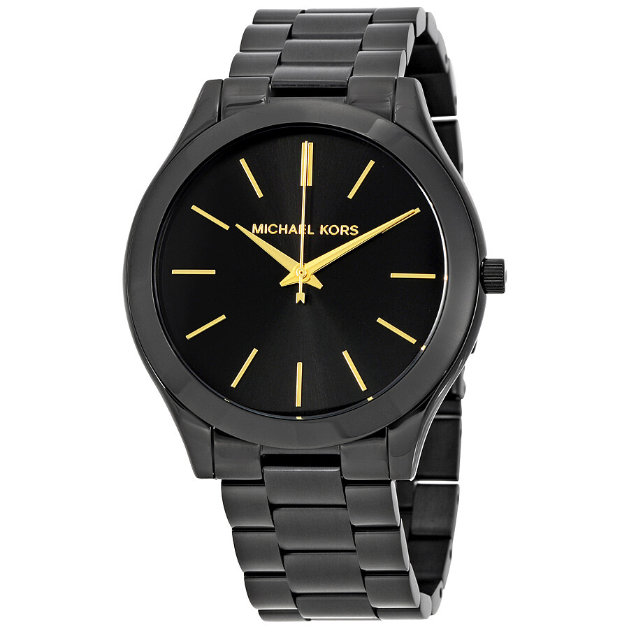 michael kors men's slim runway black stainless steel watch