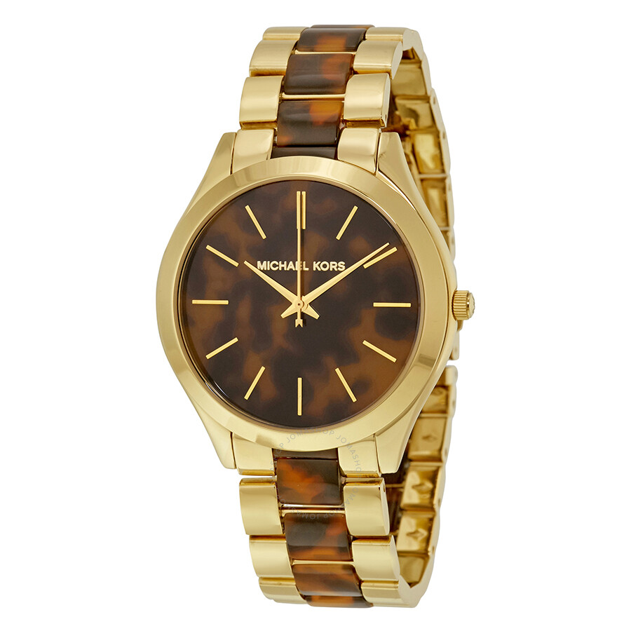 michael kors tortoise and gold watch