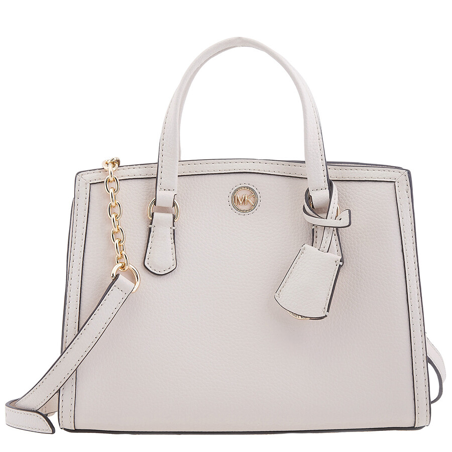 Michael Kors Small Chantal Leather Messenger Bag In White