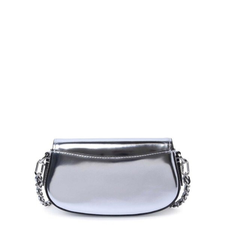 Michael Kors Small Mila Metallic Leather Shoulder Bag In Silver Tone