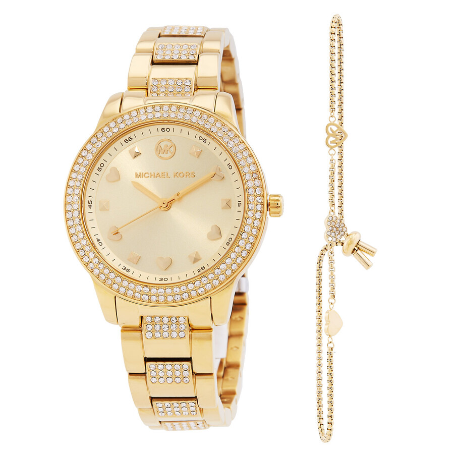 Michael Kors Tibby Quartz Crystal Gold Dial Ladies Watch and