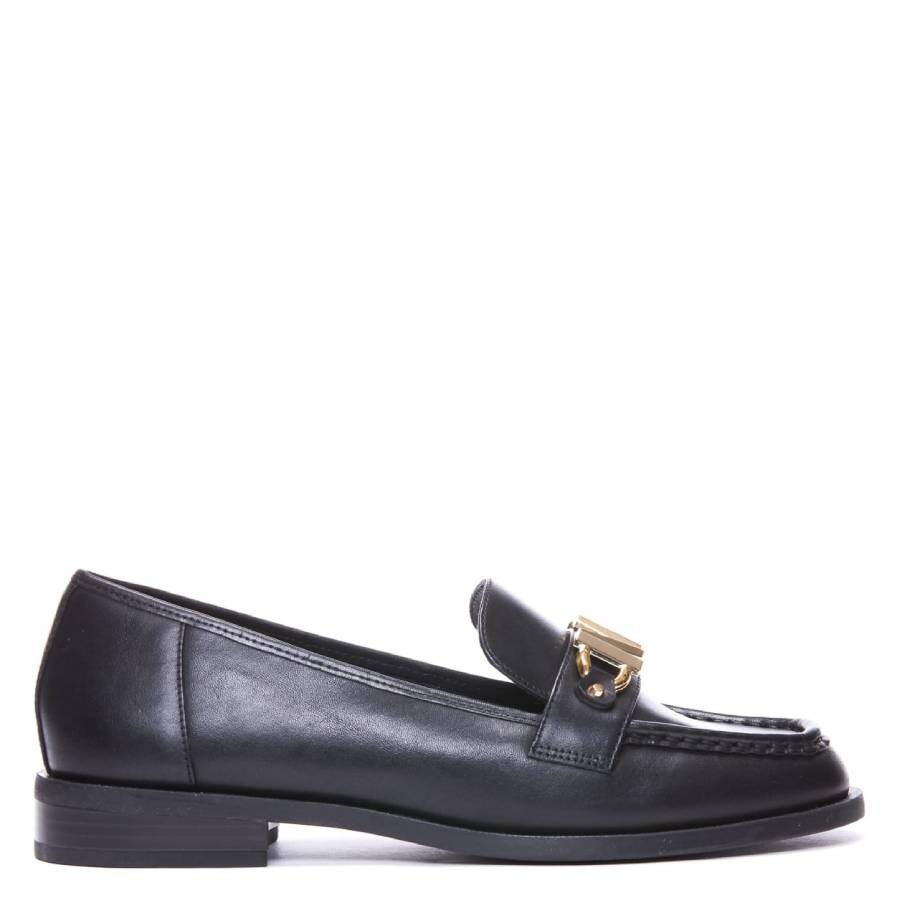 Michael Kors Tiegan Leather Logo Plaque Loafers In Black