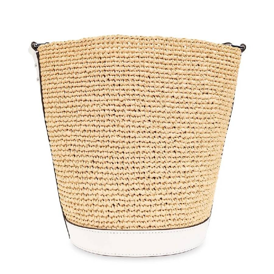 Michael Kors Townsend Textured Raffia Bucket Bag In White