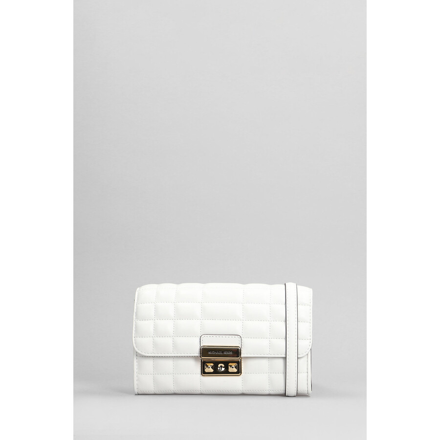 Michael Kors Tribeca Shoulder Bag In White Leather In White