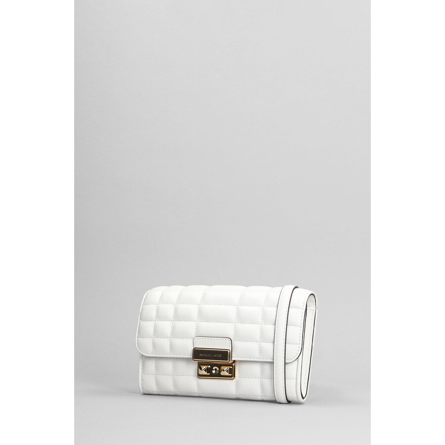 Michael Kors Tribeca Shoulder Bag In White Leather In White