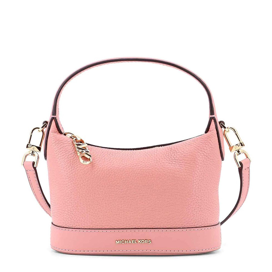 Michael Kors Logo Frontal Leather Handbag With Removable Strap In Pink