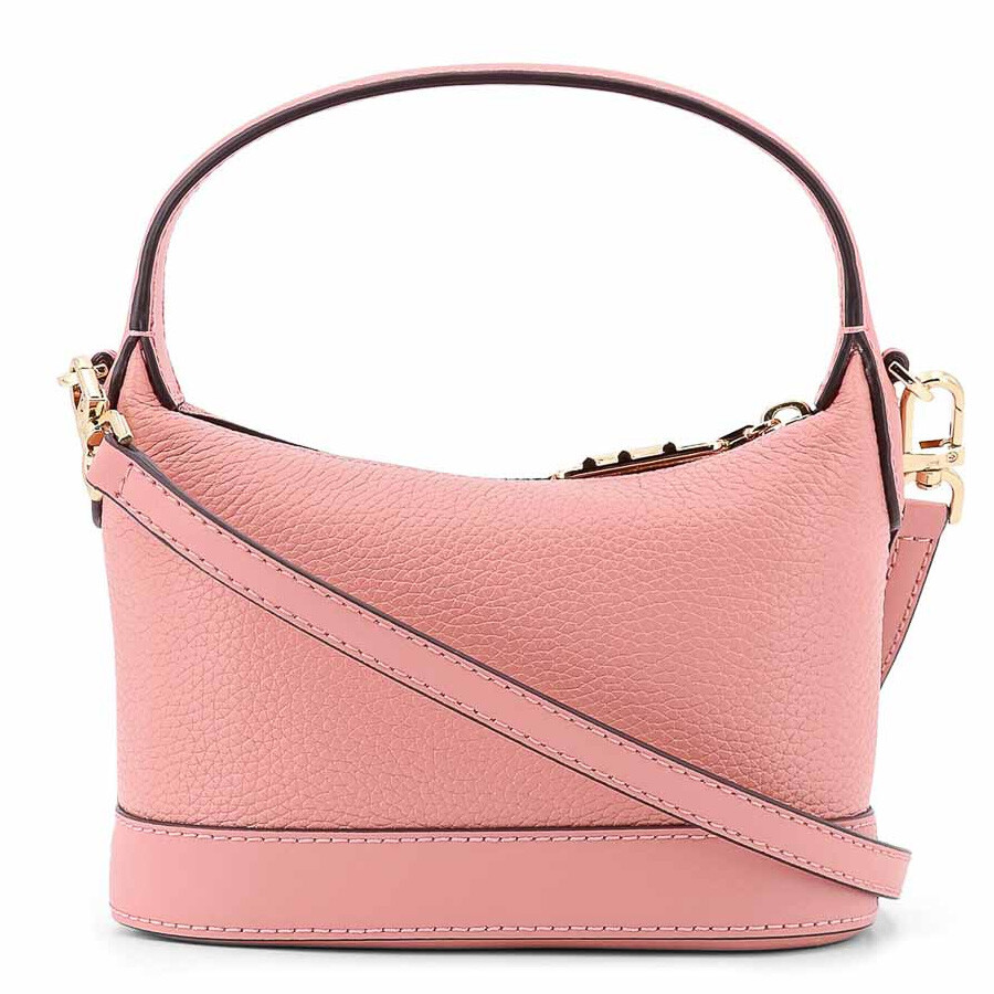 Michael Kors Logo Frontal Leather Handbag With Removable Strap In Pink