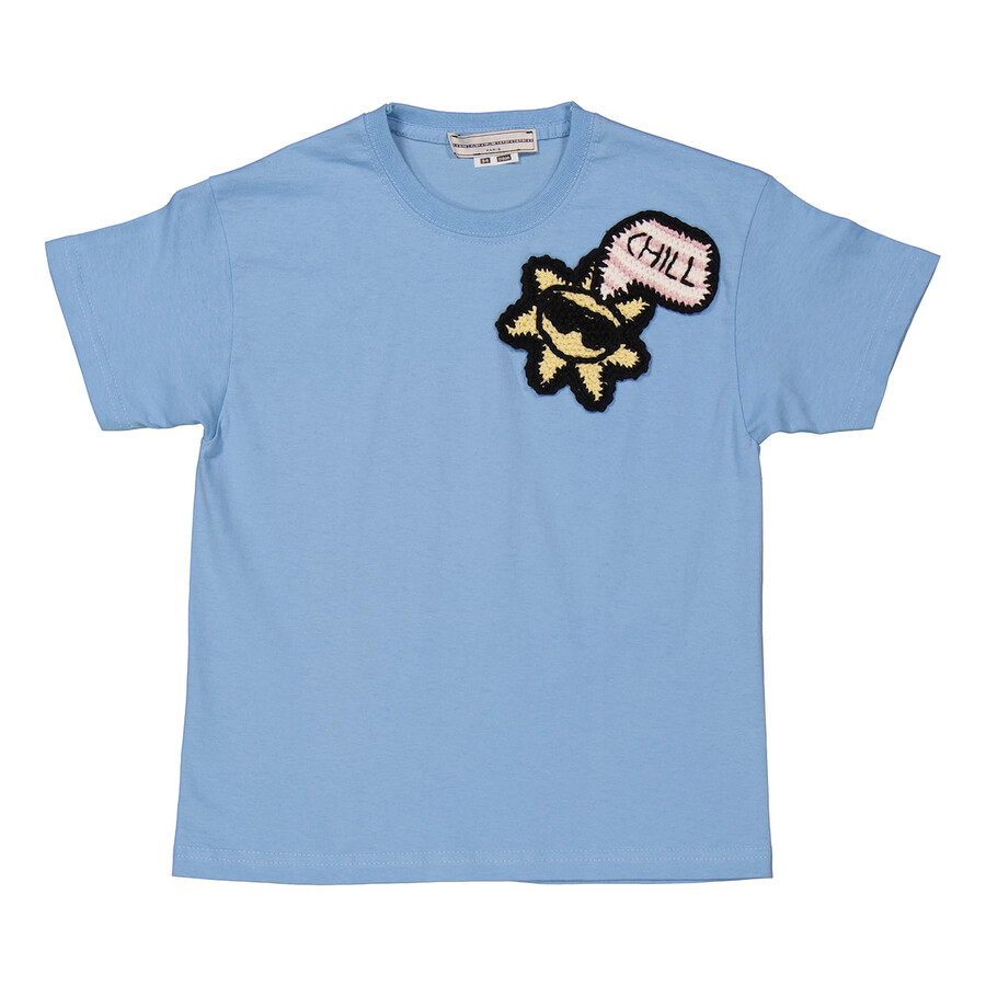 Girls Light Blue Chill Sun Embroidered T-Shirt