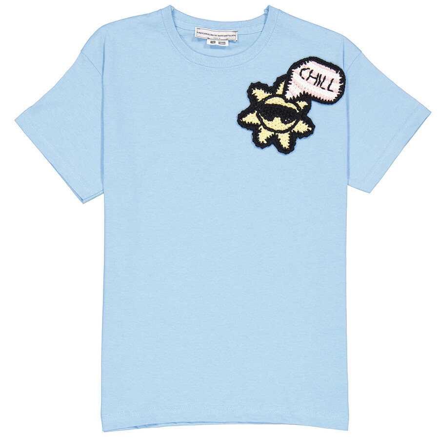 Ladies Light Blue Chill Sun Embroidered T-Shirt