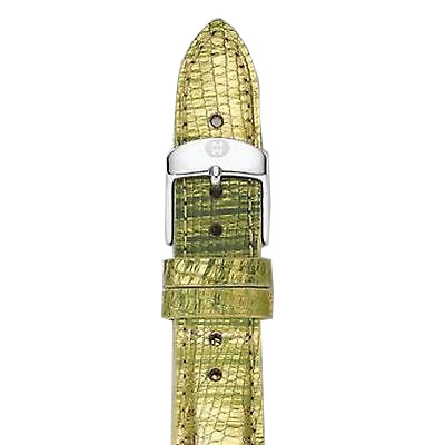 18 mm Gold and Green Fashion Lizard Leather Strap