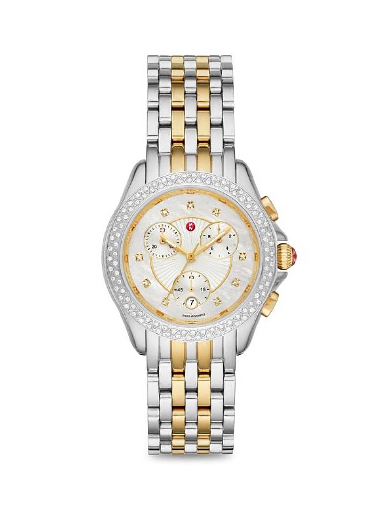 Michele Belmore Chronograph Quartz Diamond Silver Dial Ladies Watch MWW29B000024
