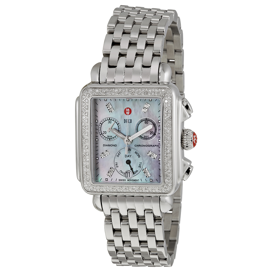 Michele Deco Chronograph Grey Mother of Pearl Dial Ladies Watch MWW06P000226