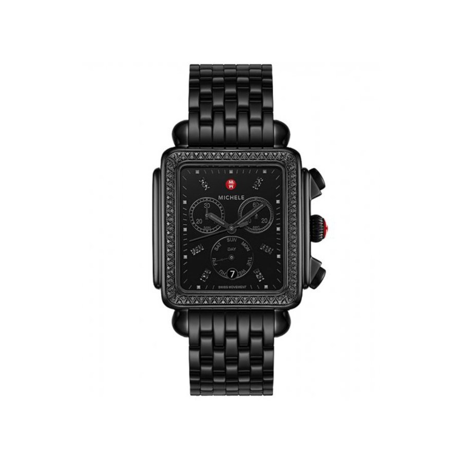 Michele Deco Chronograph Quartz Diamond Black Dial Ladies Watch MWW06Z000039