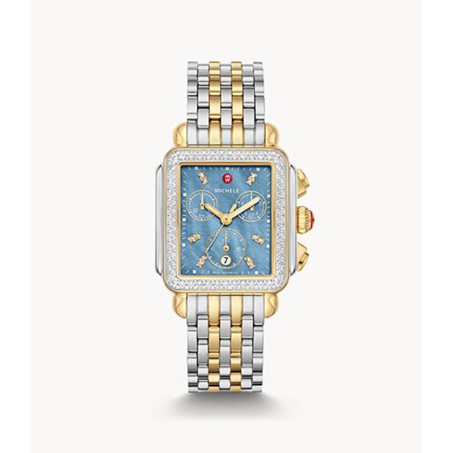 Michele Deco Chronograph Quartz Diamond Blue Dial Ladies Watch MWW06A000789