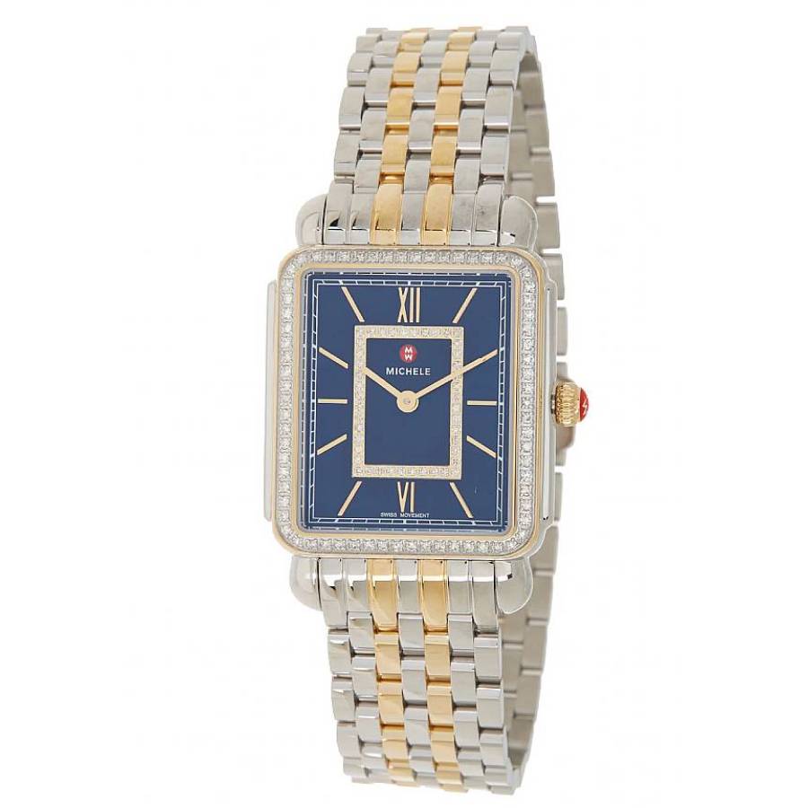 Michele Deco II Quartz Diamond Blue Dial Ladies Watch MWW06X000045