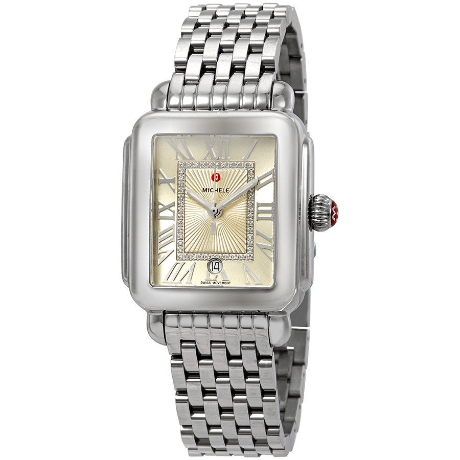 Michele Deco Madison Champagne Sunray Dial Ladies Watch MWW06T000169