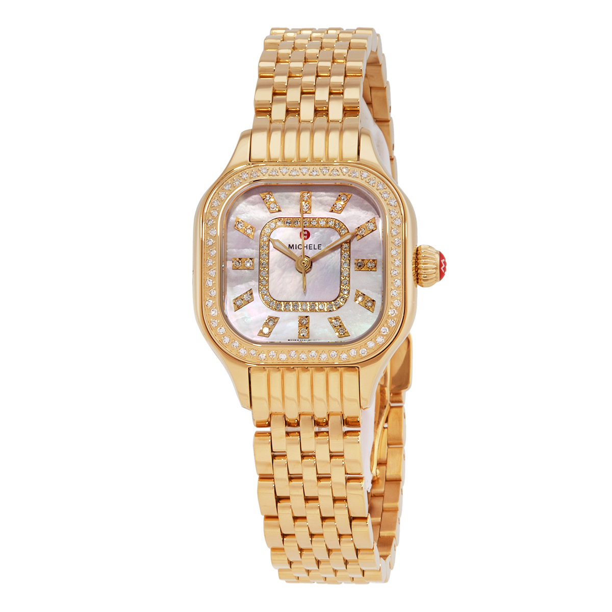Michele Meggie Quartz Diamond Pink Dial Ladies Watch MWW33B000007