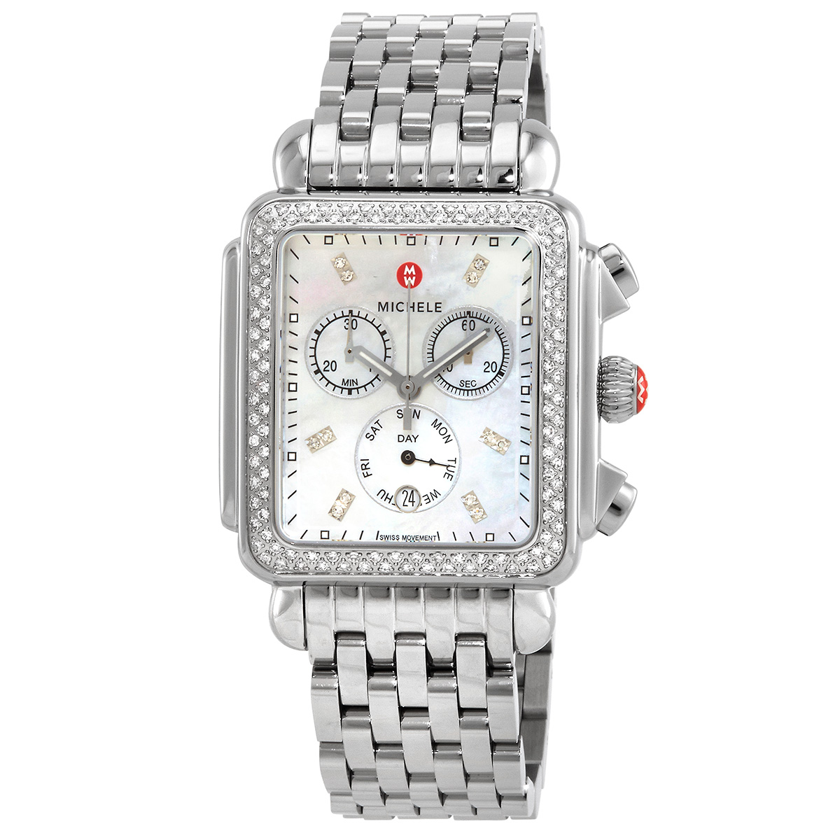 Michele Michele Deco Xl Diamond Mother of Pearl Dial Ladies Watch Mww06z000035
