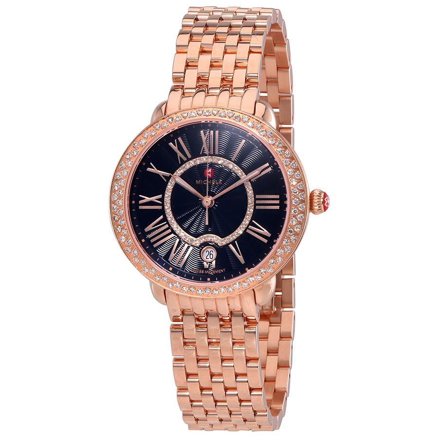 Michele Serein 16 Black Diamond Dial Ladies Watch MWW21B000097
