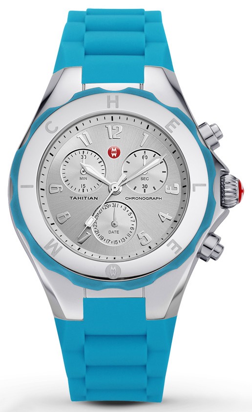 Michele Tahitian Jelly Bean Silver Dial Ladies Chronograph Watch MWW12F000049