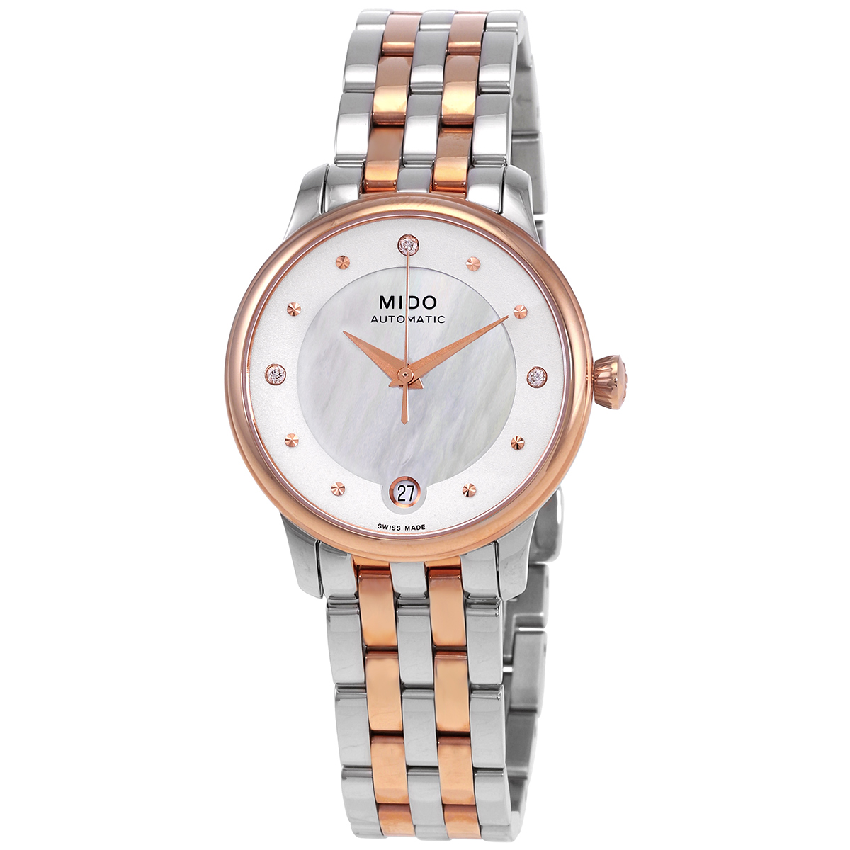 Mido Baroncelli Automatic Diamond White Mother of Pearl Dial Ladies Watch M0392072210600