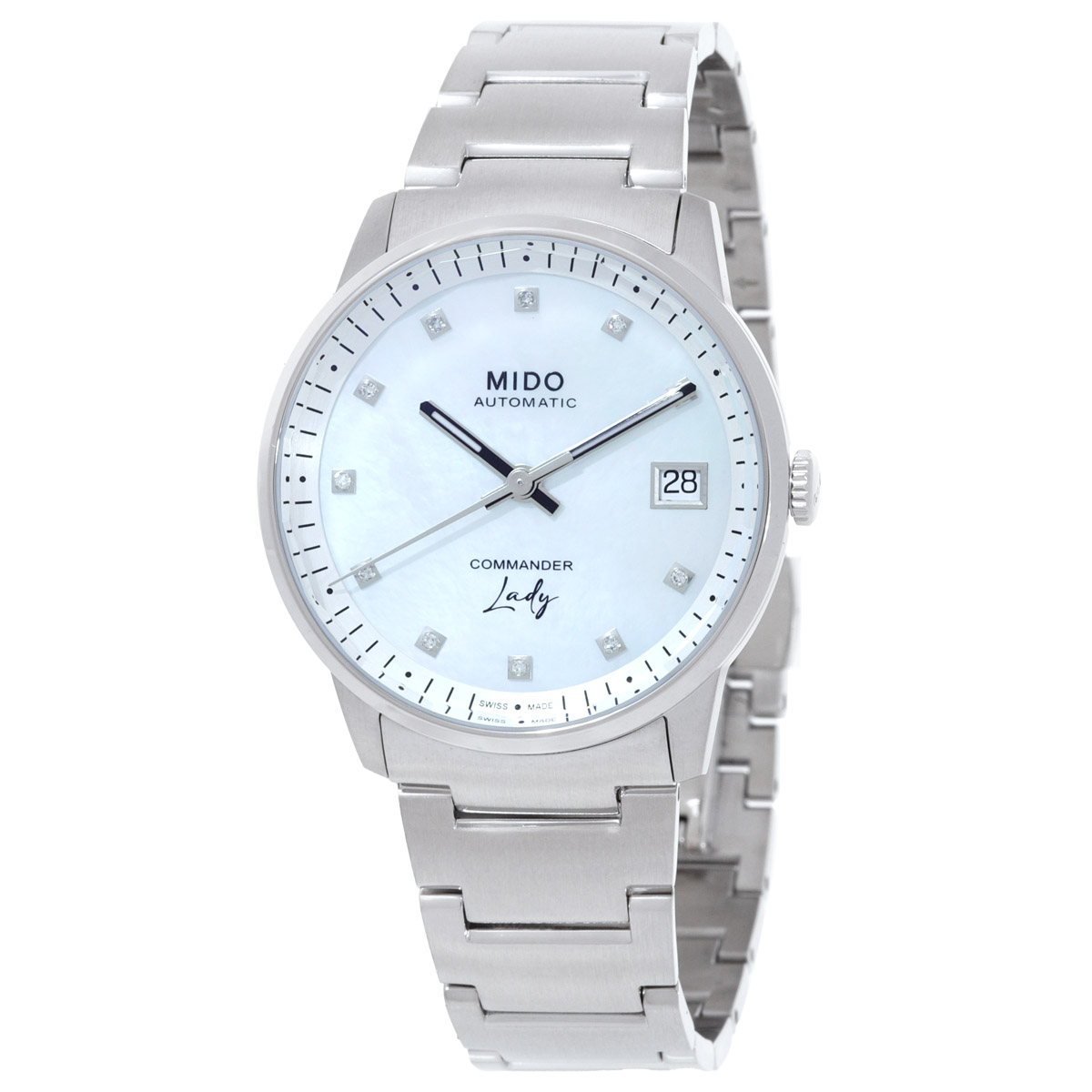 Mido Commander Automatic Diamond White Mother of Pearl Dial Ladies Watch M0212071110600