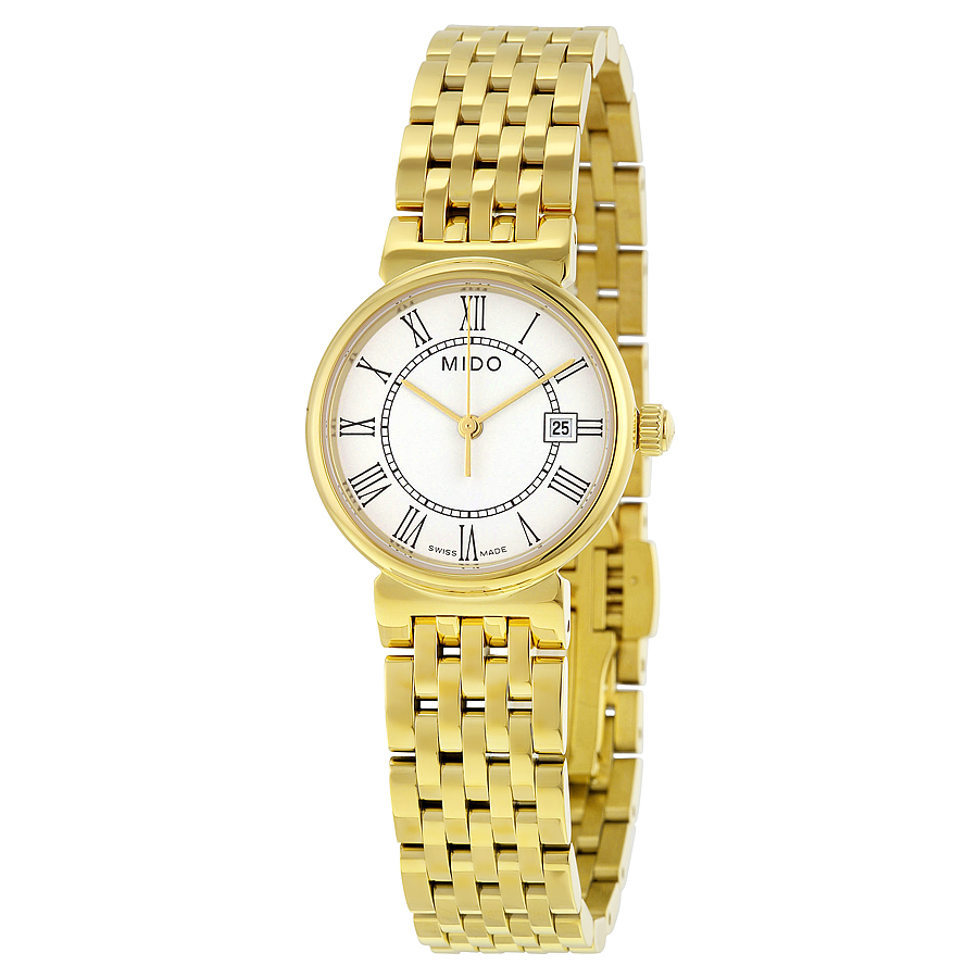 Mido Dorada Lady White Dial Yellow Gold PVD Stainless Steel Ladies Watch M21303261