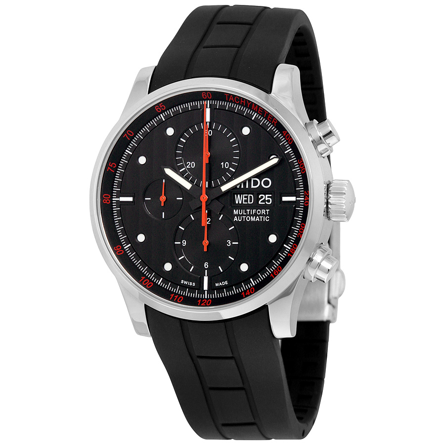 Mido Multifort Chronograph Automatic Black Dial Black Rubber Men's Watch M005.614.17.051.09