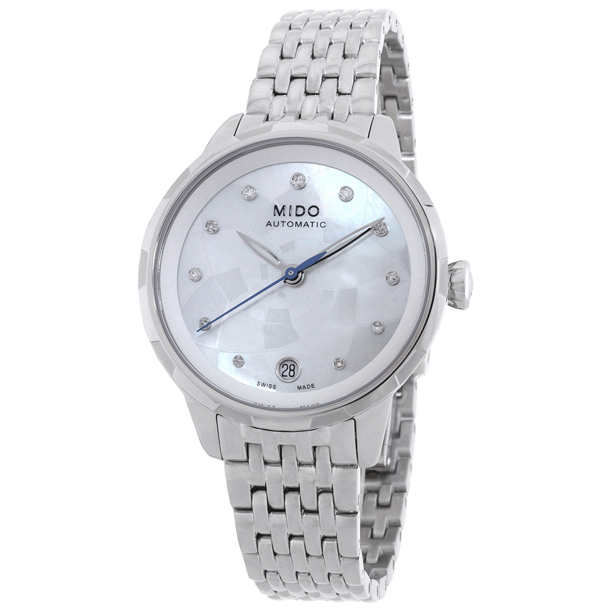 Mido Rainflower Automatic Diamond White Mother of Pearl Dial Ladies Watch M043.207.11.106.00