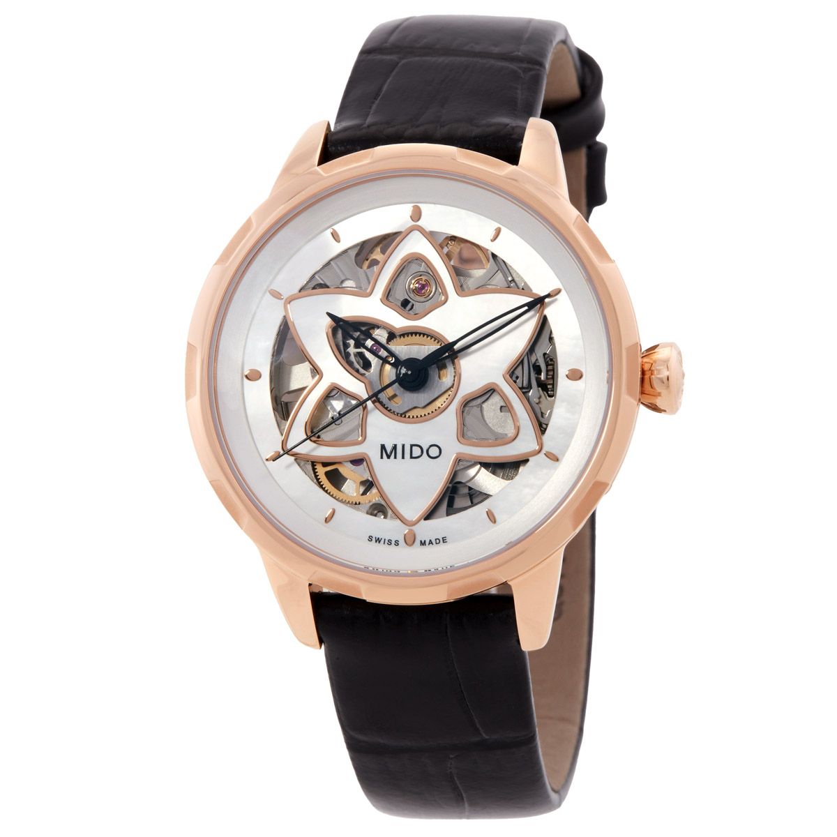 Mido Rainflower Blossom Quartz MOP Open Heart Watch M0432363610100