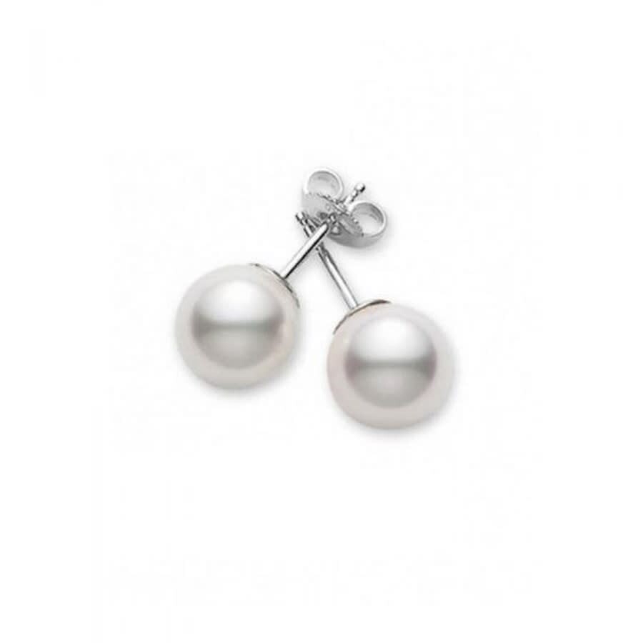 Mikimoto 18k White Gold 4-4.5mm Pearl Stud Earrings - Pes401w In White